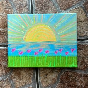 “Happy Sunrise” is a 7x9 acrylic painting by New Orleans artist Shannon Marie